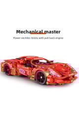 Çek Bırak Kırmızı Süper Araba 437 Parça – Mekanik Yapı Seti, Açılır Kapılı, Koleksiyonluk Model Araba