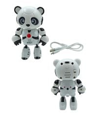 Metal Şarjlı Panda Sesli, Işıklı, Söylediğini Tekrar Eden Sevimli Panda 13cm.