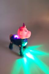 Oyuncak İnek Sesli Işıklı Müzikli Yürüyebilen Oyuncak Sevimli İnek 18cm.