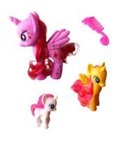 Pony Bakım ve Arkadaşlık Seti: 3 Sevimli Karakter ve Tarağı!