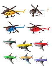 Metal Oyuncak Helikopter ve Uçak Seti - 10 Parça Çek-Bırak Özellikli
