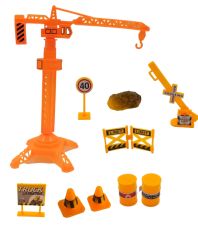 Metal İş Makinaları Seti 6 Araçlı ve Aksesuarlı Oyuncak Metal İş Makinaları Seti 20Prç