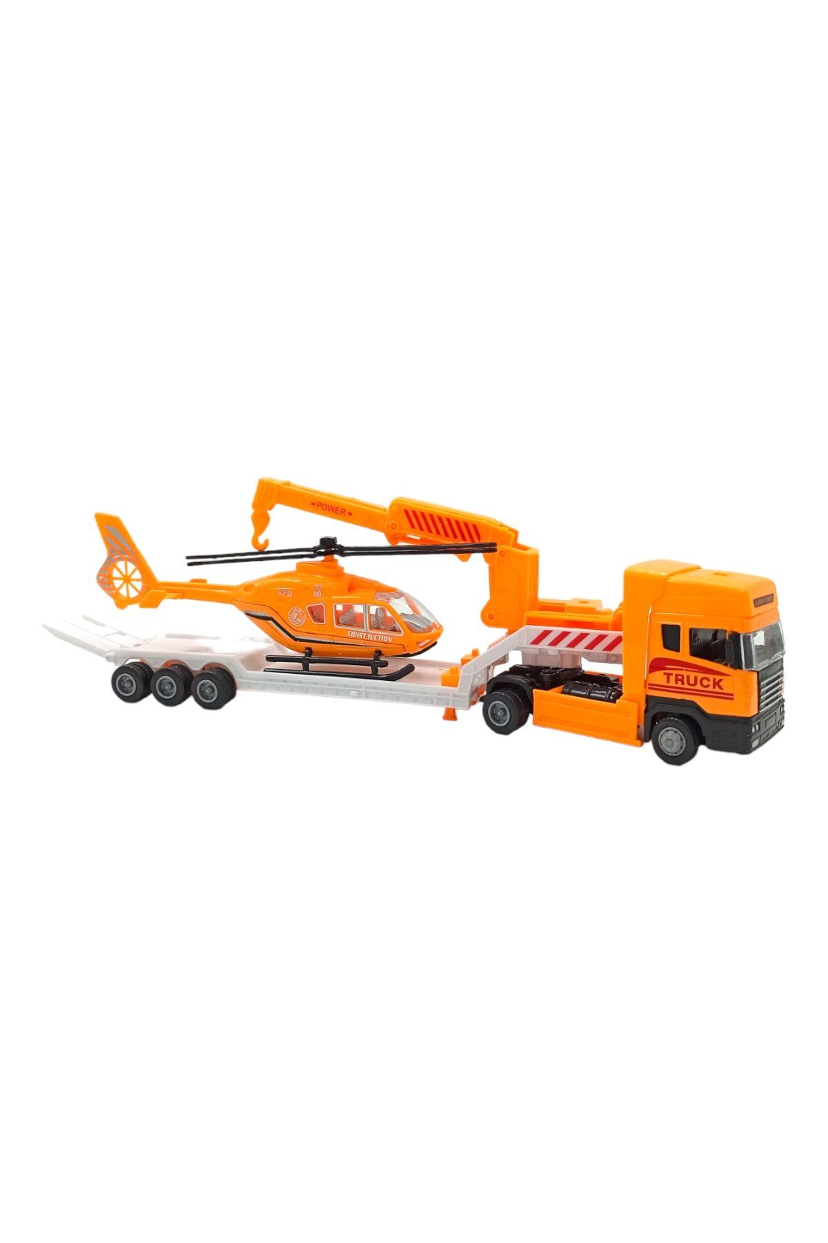 Metal Taşıyıcılı Vinçli Tır ve Helikopter Seti - 35cm