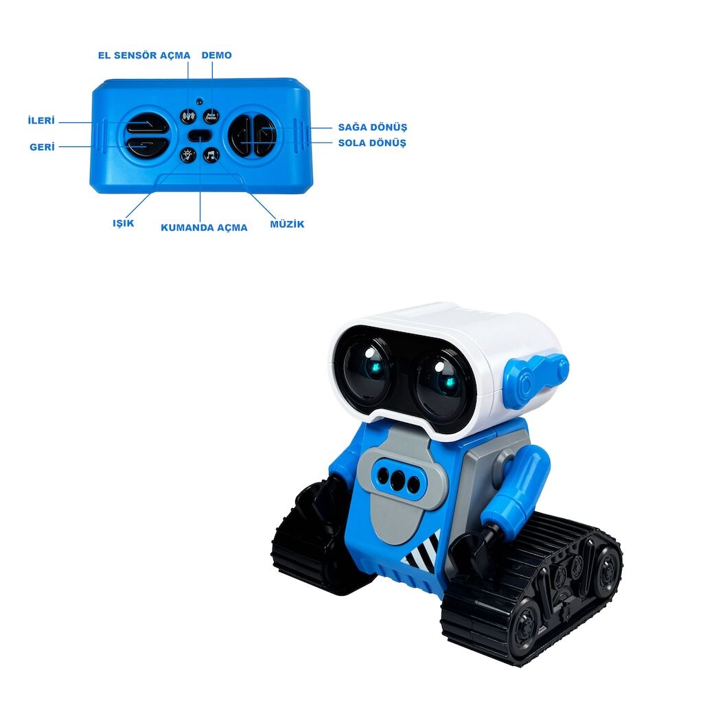 Uzaktan Kumandalı 2.4G Şarjlı El Sensörlüde Kullanabilen Robot-Araba Mavi/Sarı