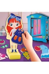 Manyetik Kıyafetleriyle Montessori Ahşap Moda Bebeği ve Gardırop Seti