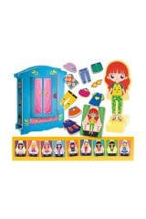 Manyetik Kıyafetleriyle Montessori Ahşap Moda Bebeği ve Gardırop Seti