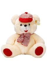 50 cm Şapkalı Atkılı Peluş Ayı - Yumuşacık Hediye