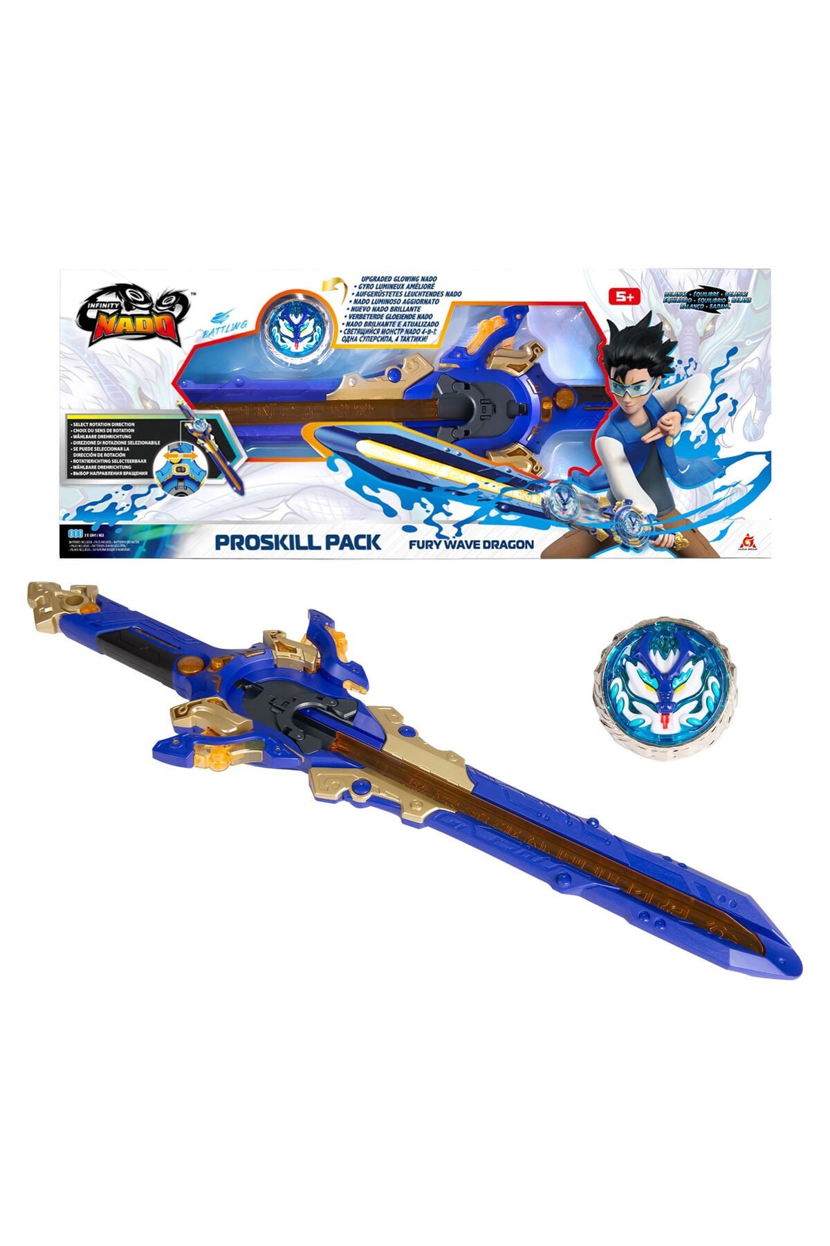 Infinity Nado Proskill Pack Fury Wave Dragon Işıklı Metal Topaç ve Epic Launcher Kılıç Fırlatıcı 48 cm