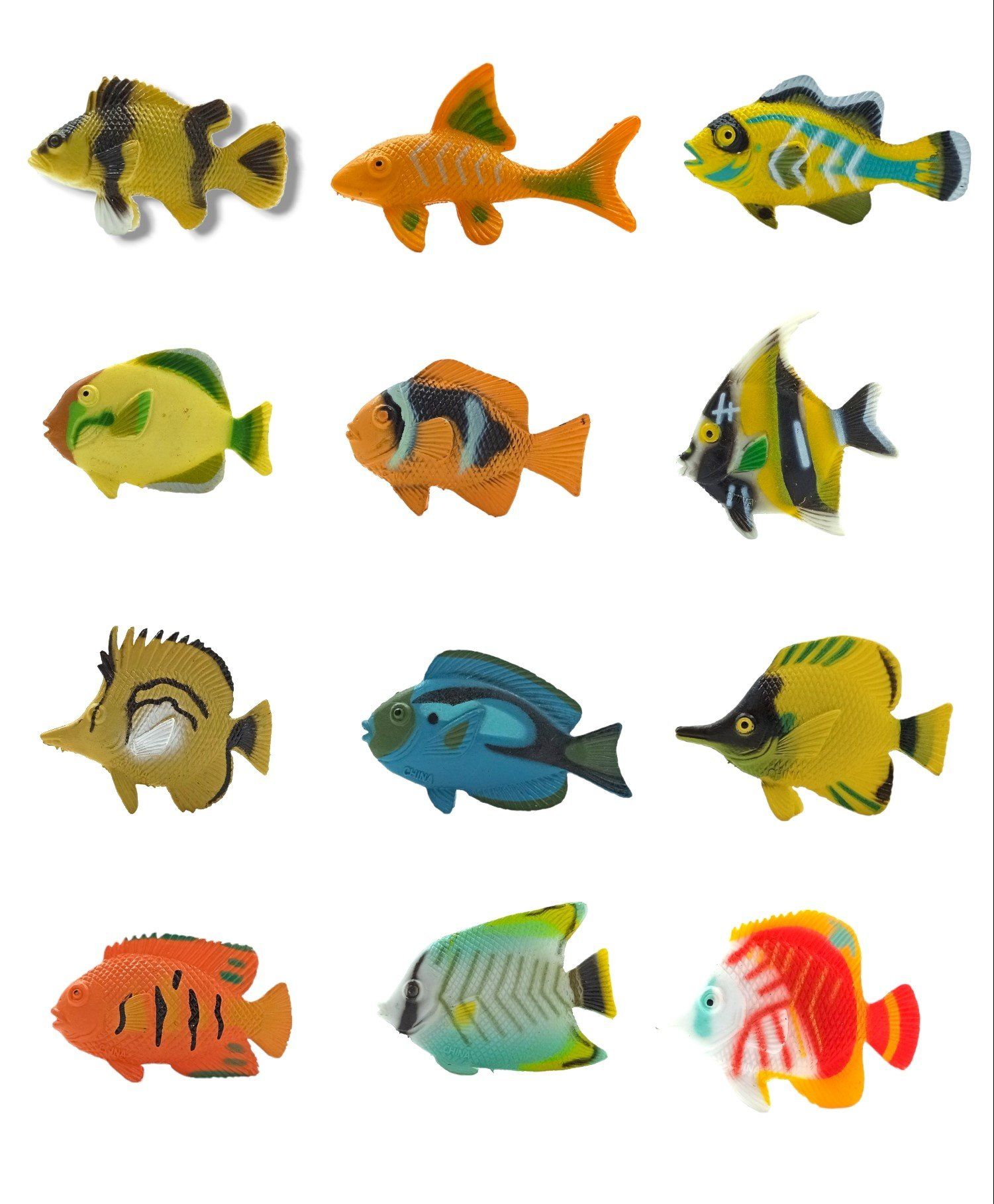 Oyuncak Balık 12li Rengarenk Plastik Mini Balıklar Deep Sea Word Balıklar Dünyası