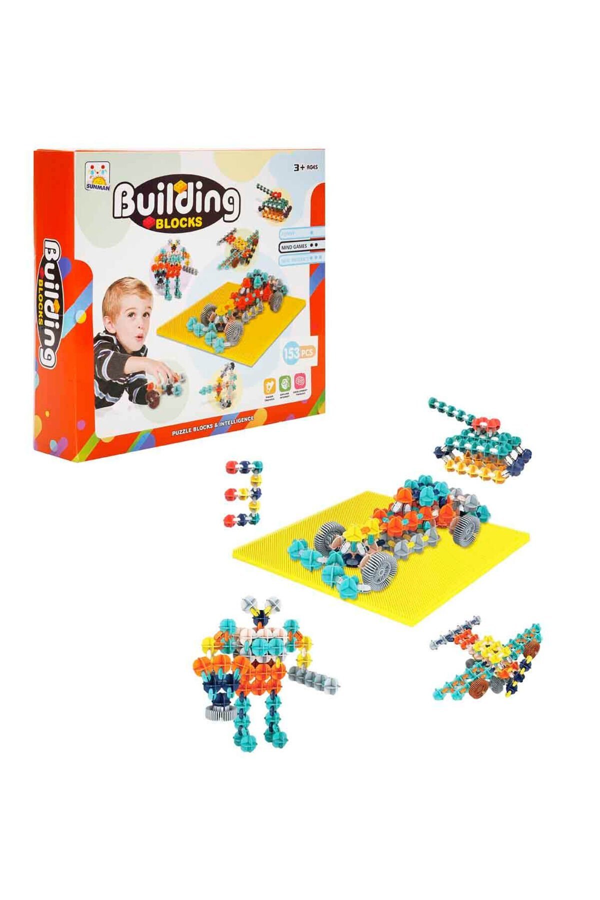 Şekilli Yapı Blokları 153 Parça – Yaratıcı İnşaat Oyunu – Eğitici Blok Seti