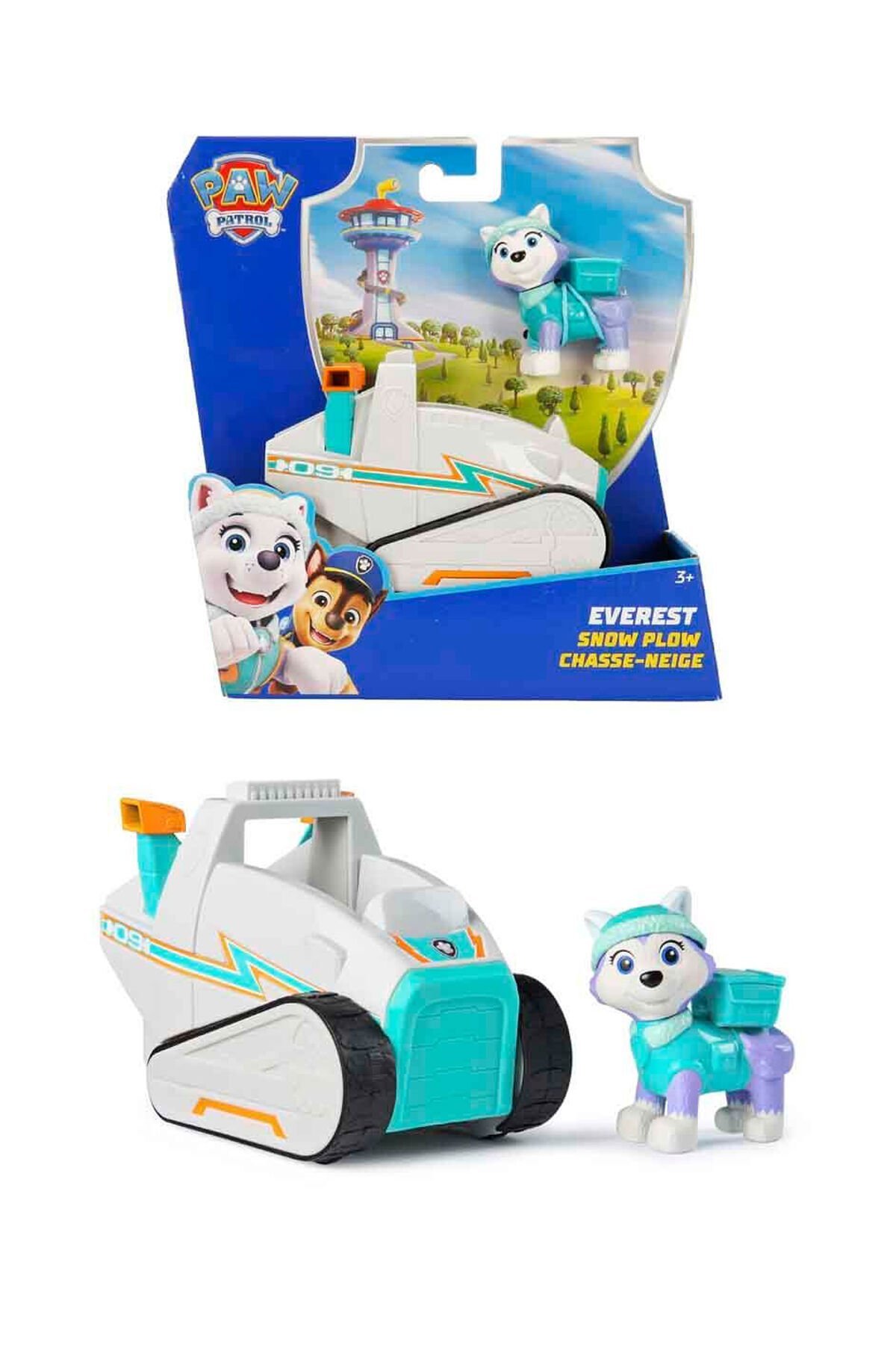 PAW Patrol Everest Figürü ve Kar Küreme Aracı – 6,5 cm Figür + 12 cm Araç – Çocuk Oyuncak Seti