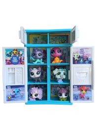 Minişler Dolap Standlı 6 Sevimli Littlest Pets Shop Miniş Figürleri 6 Figür 1 Dolap Standlı