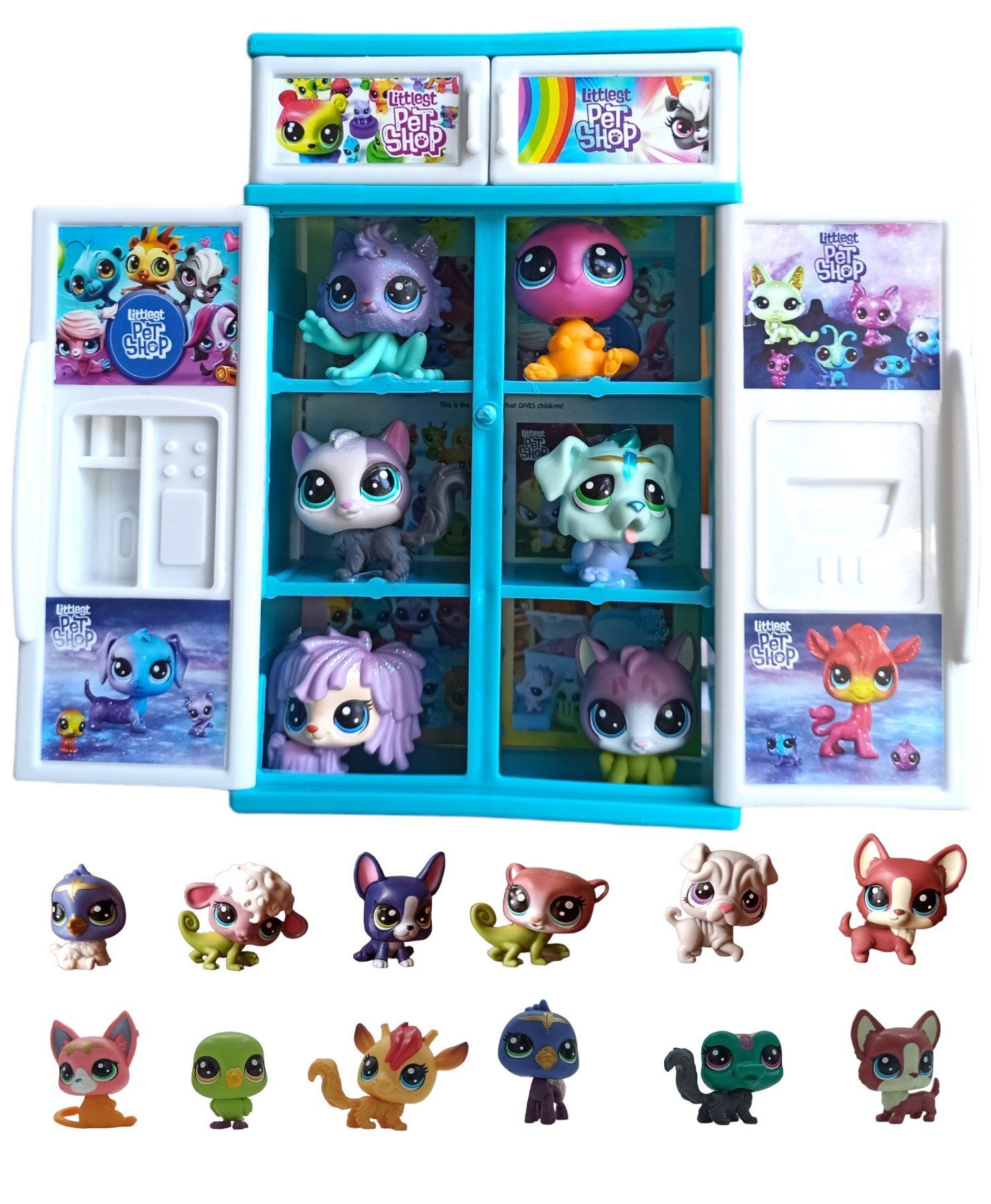 Minişler Dolap Standlı 6 Sevimli Littlest Pets Shop Miniş Figürleri 6 Figür 1 Dolap Standlı