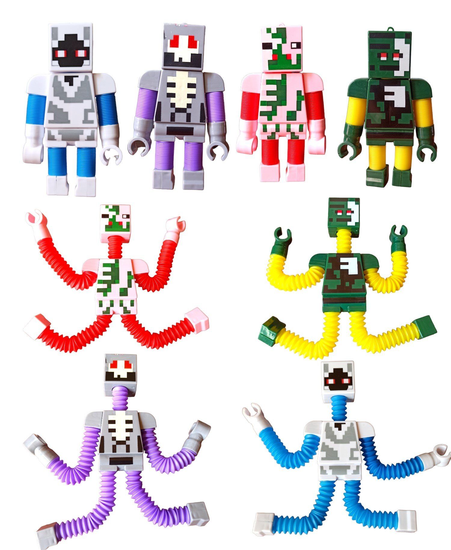 Minecraft Figürleri 4 Karakter Ayakları Kolları Uzayabilen Işıklı Minecraft Karakterleri