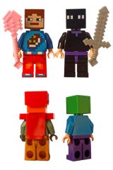 Gerçekçi Minecraft Deneyimi: Legolara Uyumlu 5cm. Boyunda 24 Figürlü ve Aksesuarlı Minecraft Seti