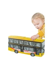 City Bus Otobüs 2 Katlı Işıklı Sesli Kapıları Açılabilen Tur Otobüsü 1:16 Ölçek 28cm.