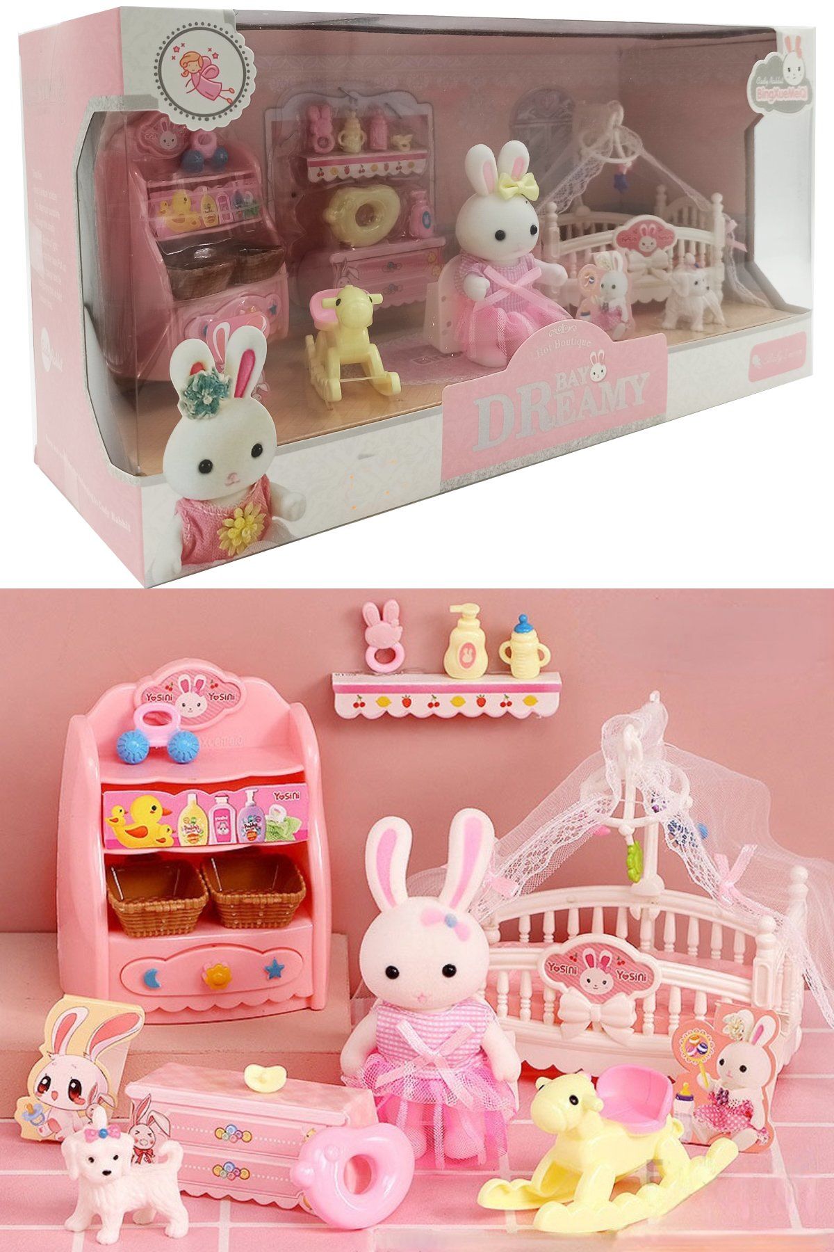 Oyun ve Öğrenme İçin Harika Bir Seçenek: Bay Dreamy Mini Tavşan Bebek Odası Oyuncak Seti
