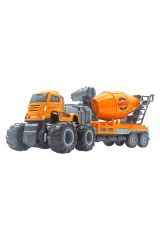 Metal Araçlı Plastik Beton Mikserli Sürtmeli Özellikli Oyuncak İş Makinası 27cm.