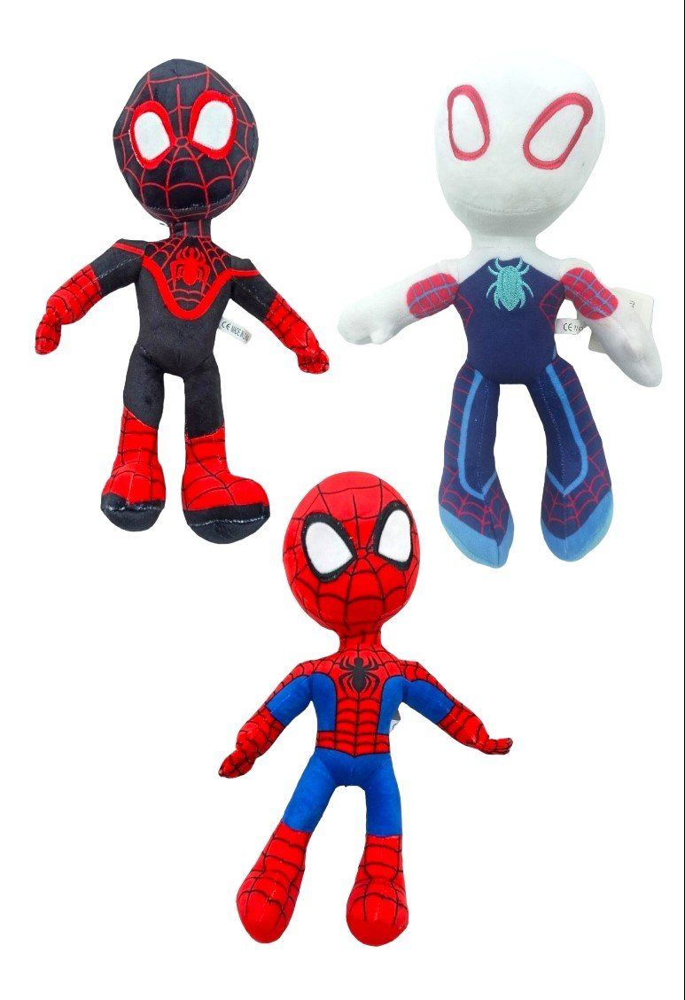 Spiderman Peluşlar 3'lü Set Örümcek Adam ve Gwen Stacy Peluşlar Peluş Kaliteli İthal Herbiri 33cm.