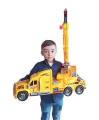 Oyuncak Bom Vinç Büyük Boy İnşaat ve İş Makinası Makaralı Vinç İçi Dolu 60x30cm. İthal