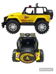 Oyuncak Arazi Aracı Büyük Boy İçi Dolu Tekerlekleri Mekanizmalı Sürtmeli Jeep İthal 50x27cm. Sarı