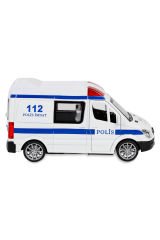 14 cm Işıklı Sesli Çek Bırak Metal Polis Arabası ile Sonsuz Eğlence!
