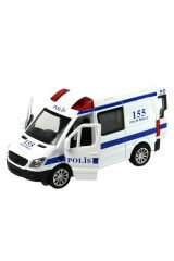 14 cm Işıklı Sesli Çek Bırak Metal Polis Arabası ile Sonsuz Eğlence!