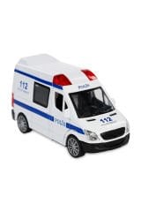 14 cm Işıklı Sesli Çek Bırak Metal Polis Arabası ile Sonsuz Eğlence!