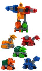 Robota Dönüşen Dinozor Araçlar 5 Fit İn 1 Metal Kafalı Dinozor Arabalar Birleştir Robota Çevir
