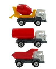 Oyuncak İnşaat ve İş Makinaları 3lü Plastik Set Su Tankeri, Kamyon, Harç Karıştırma
