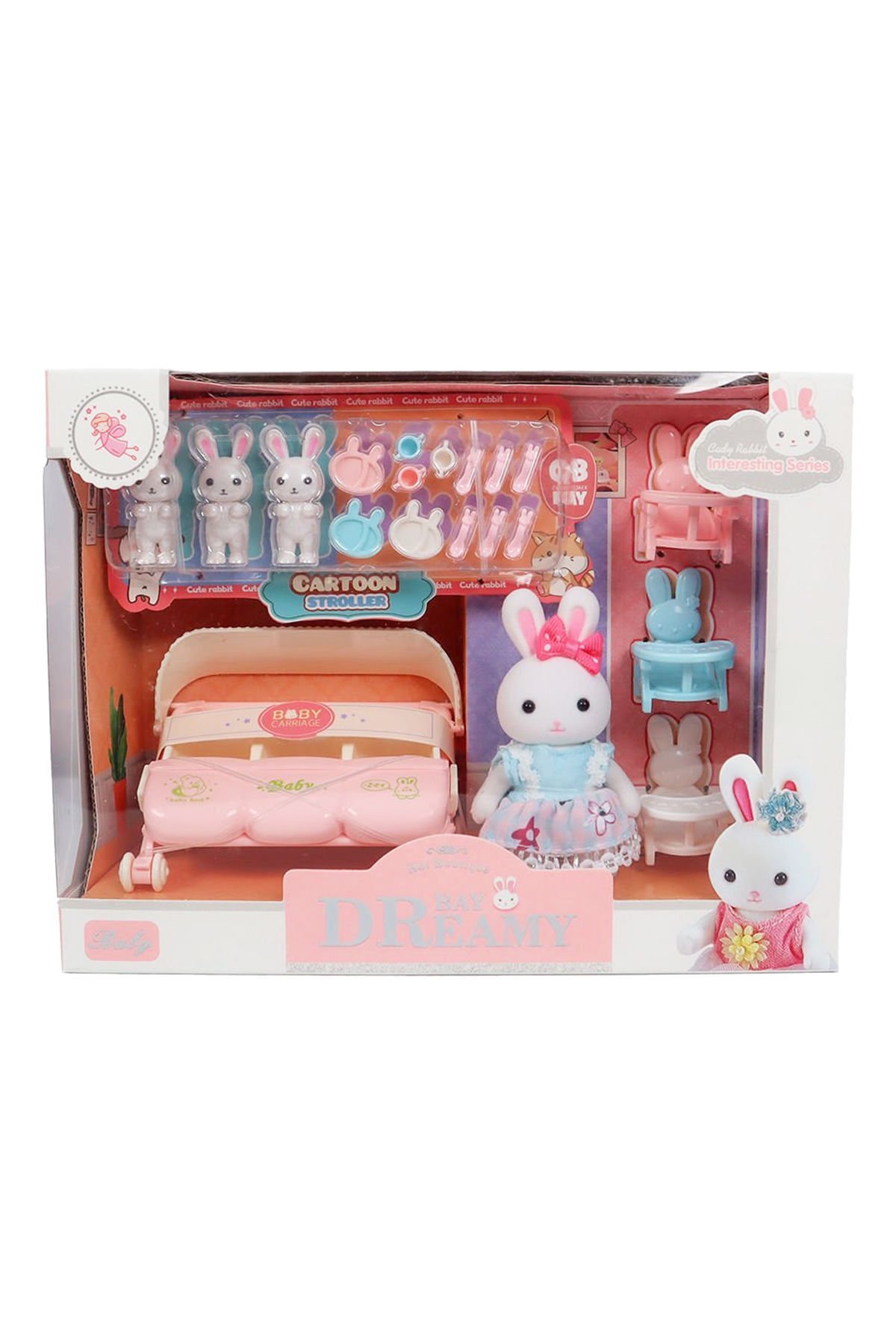 Mini Tavşan Bebek Arabası ve Bebek Bakımı Oyun Seti!