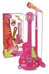 Ayaklı Mikrofonlu Pembe Gitar ile Eğlence Garanti!