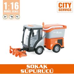 1:16 Sürtmeli Sesli Işıklı Sokak Süpürücü Oyuncak Araba