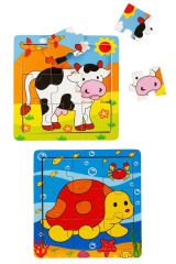 Minik Eller için Büyük Eğlence: 9 Parça Ahşap Mini Puzzle