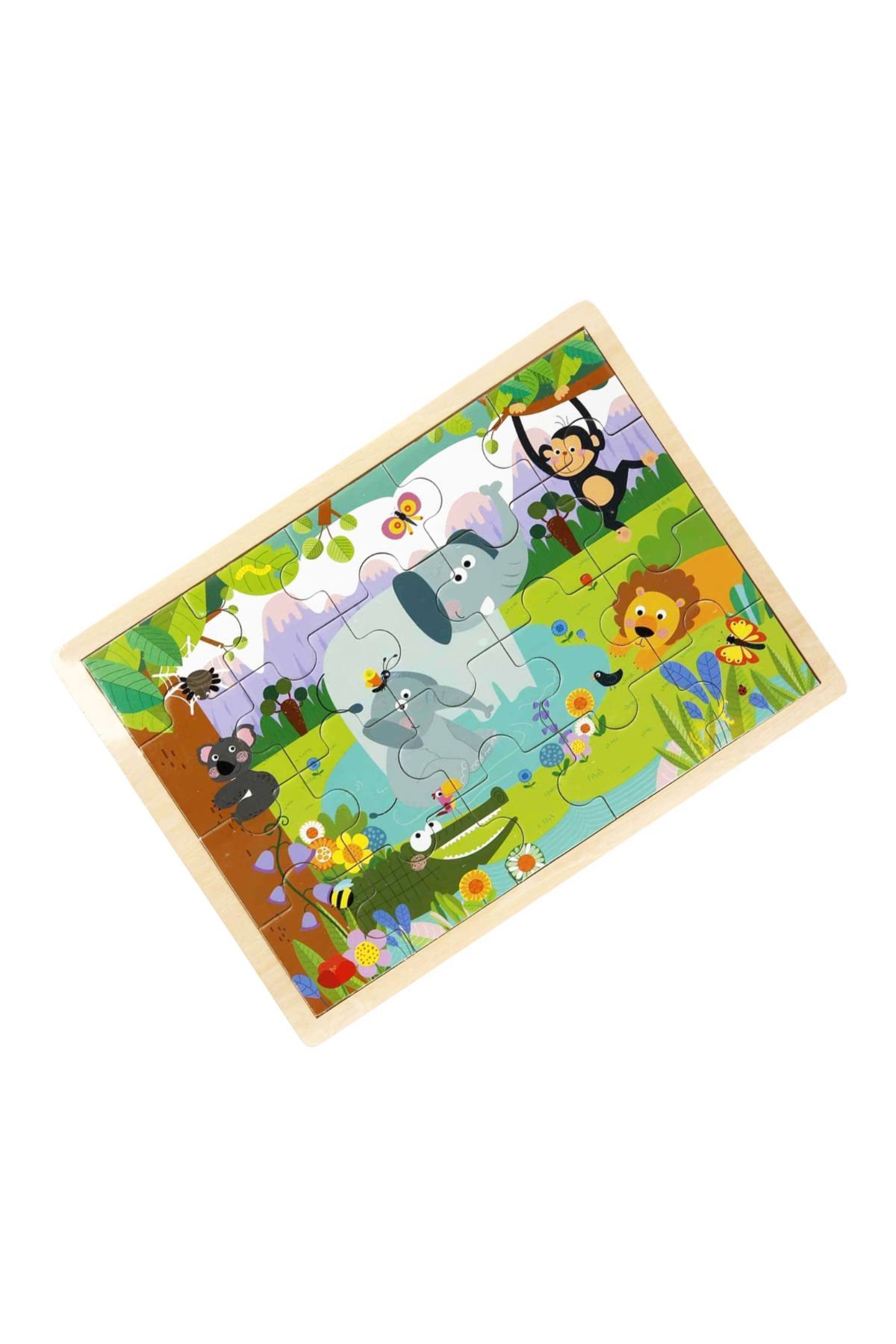 Doğal ve Eğitici: 20 Parça Vahşi Hayvanlar Ahşap Puzzle