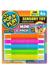 Pop Play Tubes Duyusal Stres Oyuncağı Mini 5li Akordiyon Borular: Bükün, Uzatın, Sesini Dinleyin! Eğlence ve Rahatlama Bir Arada!